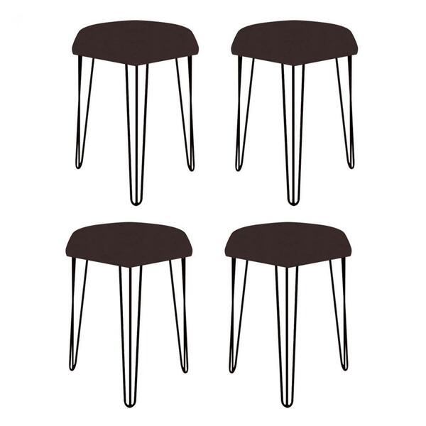 Kit 04 Puffs Banqueta Alta Bita Industrial Pé De Ferro