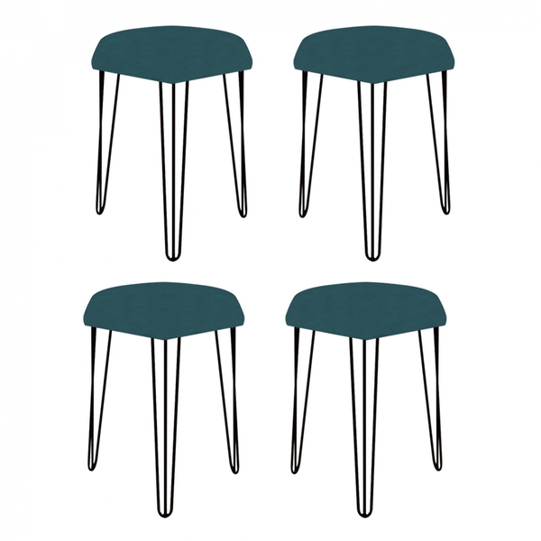 Kit 04 Puffs Banqueta Alta Bita Industrial Sala Penteadeira P