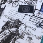 Kit 04 Puffs Banqueta Berlim Redondo Estampado Paris Azul Pés