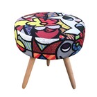 Kit 04 Puffs Banqueta Berlim Redondo Estampado Romero Britto