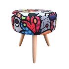 Kit 04 Puffs Banqueta Berlim Redondo Estampado Romero Britto