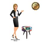 Kit 04 Puffs Banqueta Berlim Redondo Estampado Triângulo Pés