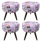 Kit 04 Puffs Banqueta Berlim Redondo Estampado Unicórnio Pés