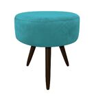 Kit 04 Puffs Banqueta Berlim Redondo Suede Azul Turquesa Pés