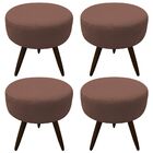 Kit 04 Puffs Banqueta Berlim Redondo Suede Marrom Pés Tabaco