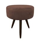 Kit 04 Puffs Banqueta Berlim Redondo Suede Marrom Pés Tabaco