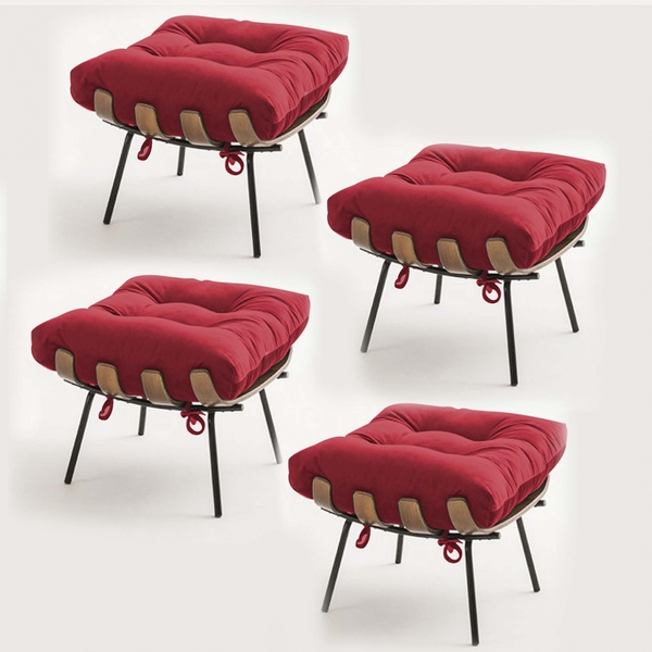 Kit 04 Puffs Banqueta Costela Decorativa Sala De Estar Suede