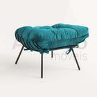 Kit 04 Puffs Banqueta Costela Industrial Ferro Preto Suede Az