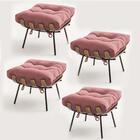 Kit 04 Puffs Banqueta Costela Suede Rose Gold