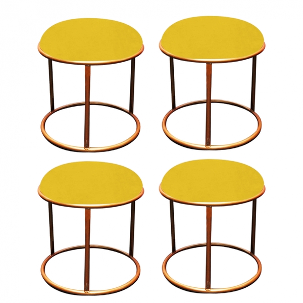 Kit 04 Puffs Banqueta Malta Decorativo Sala Aramado Bronze Co