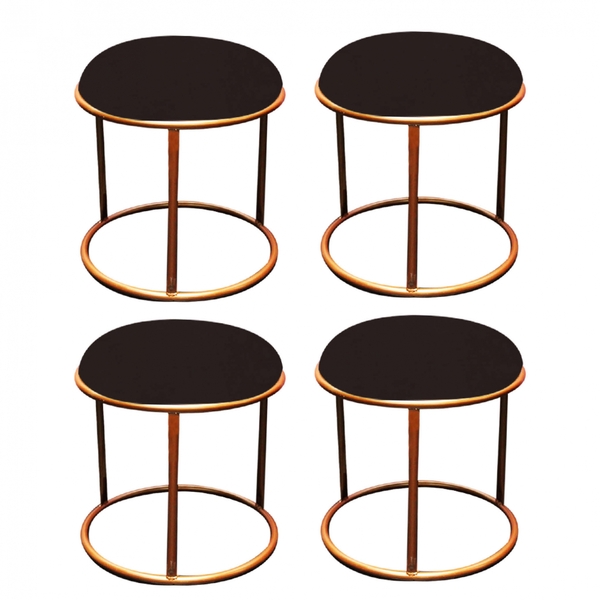 Kit 04 Puffs Banqueta Malta Decorativo Sala Aramado Bronze Su