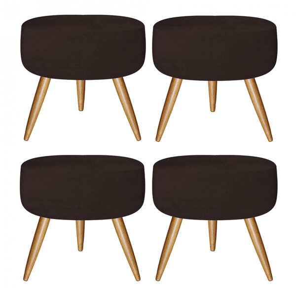 Kit 04 Puffs Banqueta Nina Decorativo Redondo Pé Palito Corin