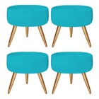 Kit 04 Puffs Banqueta Nina Decorativo Redondo Pé Palito Suede