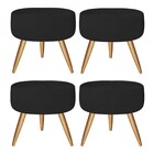 Kit 04 Puffs Banqueta Nina Decorativo Redondo Pé Palito Suede