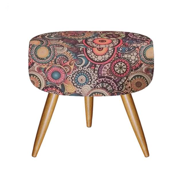 Kit 04 Puffs Banqueta Nina Redondo Pé Palito Mosaico E03