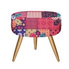 Kit 04 Puffs Banqueta Nina Redondo Pé Palito Patchwork Romero