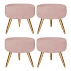 Kit 04 Puffs Banqueta Nina Redondo Pé Palito Suede Rose Gold