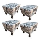 Kit 04 Puffs Banqueta Retrô Luis Xv Suede Jornal L20 - Nay Es