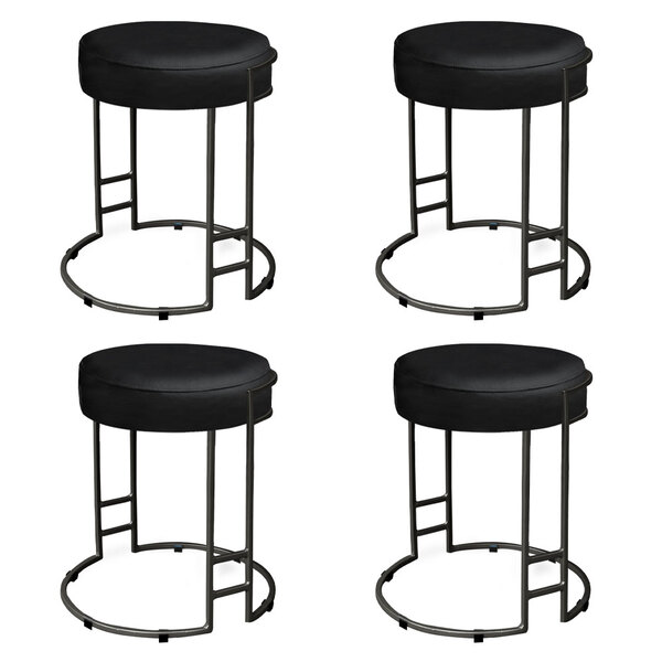 Kit 04 Puffs Dara Corino Preto Base Industrial Preto - D'rossi