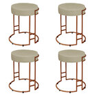 Kit 04 Puffs Dara Suede Base Industrial Cobre - D'rossi - Bege