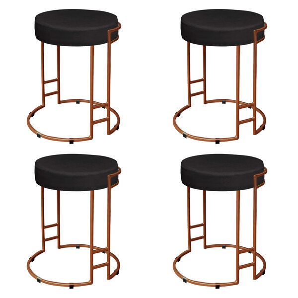 Kit 04 Puffs Dara Suede Base Industrial Cobre - D'rossi - Pre