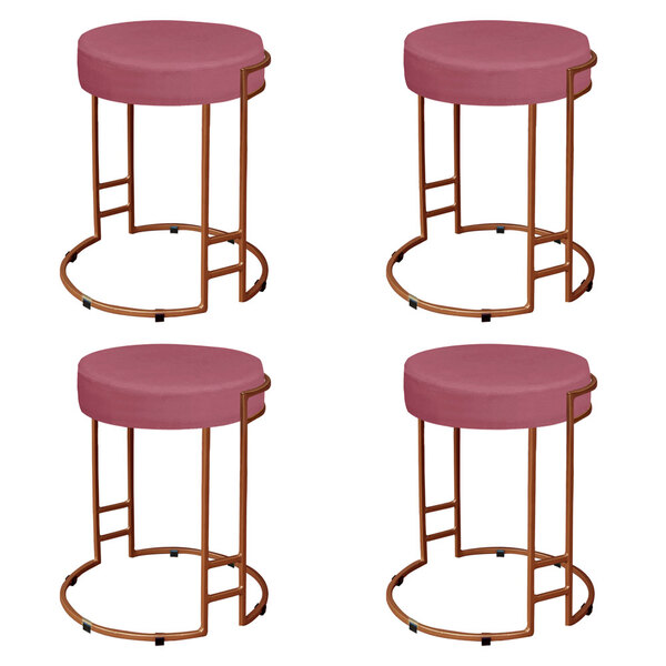 Kit 04 Puffs Dara Suede Base Industrial Cobre - D'rossi - Rosa