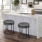 Kit 04 Puffs Dara Suede Base Industrial Preto - D'rossi - Cin