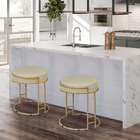 Kit 04 Puffs Dara Suede Bege Base Industrial Dourado - D'rossi