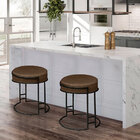 Kit 04 Puffs Dara Suede Marrom Base Industrial Preto - D'rossi