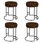 Kit 04 Puffs Dara Suede Marrom Base Industrial Preto - D'rossi