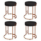 Kit 04 Puffs Dara Suede Preto Base Industrial Cobre - D'rossi