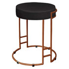 Kit 04 Puffs Dara Suede Preto Base Industrial Cobre - D'rossi