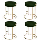 Kit 04 Puffs Dara Suede Verde Base Industrial Dourado - D'ros