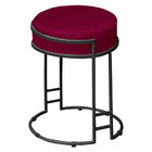 Kit 04 Puffs Dara Suede Vinho Base Industrial Preto - D'rossi