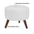 Kit 04 Puffs Decorativos Redondo Pés Palito Couro Branco Fosc