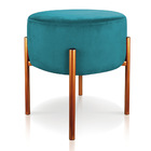 Kit 04 Puffs Iron Suede Base Metálica Cobre - D'rossi - Azul