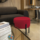 Kit 04 Puffs Iron Suede Base Metálica Preto -  D'rossi - Verm