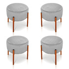 Kit 04 Puffs Iron Suede Cinza Base Metálica Cobre - D'rossi