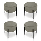 Kit 04 Puffs Iron Suede Marrom Rato Base Preto Palito