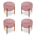 Kit 04 Puffs Iron Suede Rosê Base Metálica Cobre