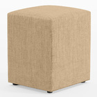 Kit 04 Puffs Quadrado L02 Decorativo Linho Bege Escuro - Lyam