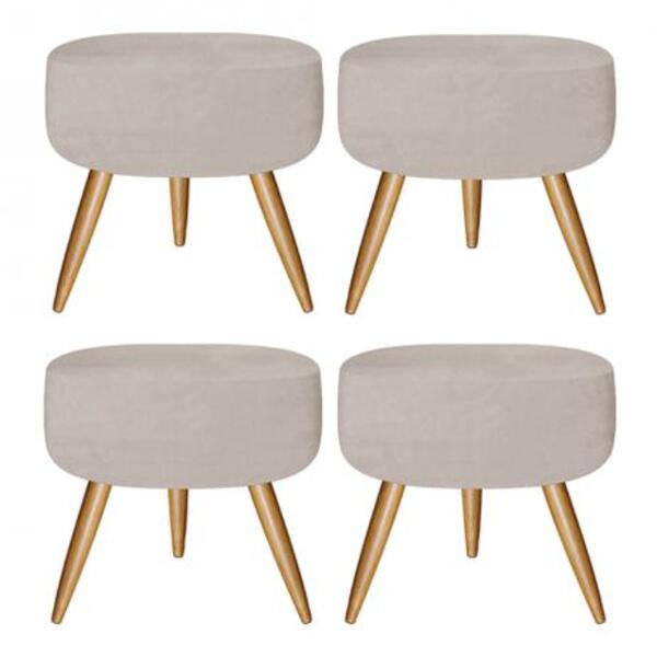 Kit 04 Puffs Redondo Charme Corano Bege