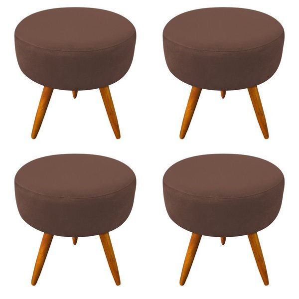 Kit 04 Puffs Redondo Charme Corano Marrom