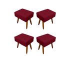 Kit 04 Puffs Retangulares Para Sala E Quarto Palito Mel Suede