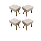 Kit 04 Puffs Retangulares Para Sala E Quarto Palito Mel Suede