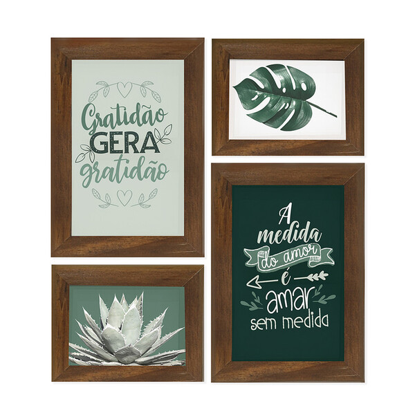 Kit 04 Quadros 10x15cm E 7,5x10cm Moldura:betume