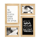 Kit 04 Quadros 10x15cm E 7,5x10cm Moldura:pinus