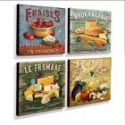 Kit 04 Quadros Cozinha Vintage Alimentos Canvas 30x30cm-coz222