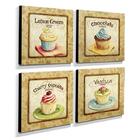 Kit 04 Quadros Cozinha Vintage Cupcake Canvas 30x30cm-coz04