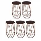 Kit 05 Banqueta Alta Aramado Liz Bronze Corino Marrom